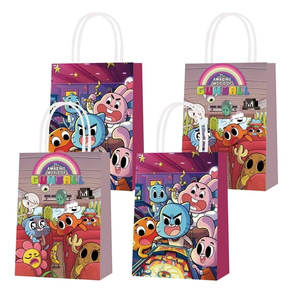 16 Piece For The Amazing Cartoon World of Gumball Party Bags,Themed Party Gift Bags,2 Styles with Handles,Ideal for Candy and Snack Bags for Boys Girls Birthday Party Decorations and Celebrations