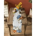 thumbnail image 4 of Blue Pumpkin Fall Burlap Cotton Table Runner 13x70 Inches Long, Thanksgiving Eucalyptus Leaves Gray Wooden Farmhouse Table Runners, Outdoor Dining Tablecloths Decor for Baby Shower/Party/Wedding, 4 of 6