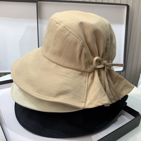 Women Fisherman Hat Japanese Style Anti-UV Drawstring Adjustable Head Circumstance Sun Hat Daily Headwear