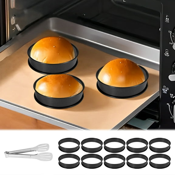 Sutowe 10Pcs Baking Ring Non Stick Egg Cooking Ring Stainless Steel Muffin Pancake Mould Easy to Clean Round Pastry Mold for Cooking Baking