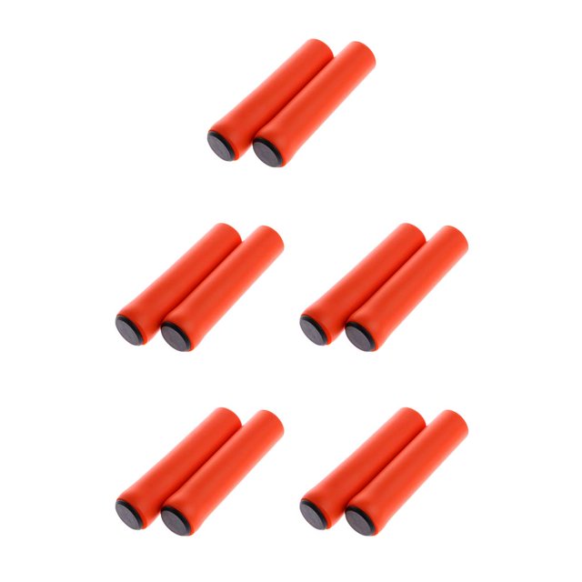 ZLight 1 Pair Bicycle Handlebar Grips Mountain Bike 20-21mm Handle Bar Cover Non-slip Reusable Riding Locking Palm Grip Orange 5Set