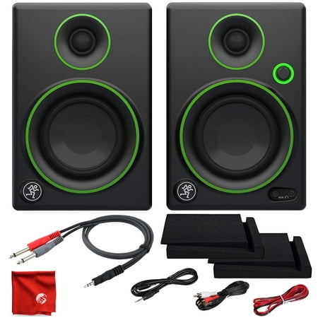 Mackie CR3 3-Inch Creative Reference Multimedia Monitors Bundle with Foam Isolation Pads and Pro Cable