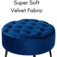 thumbnail image 6 of BirdRock Home Tufted Round Ottoman - Velvet Foot Stool - Navy, 6 of 8