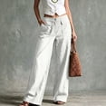 thumbnail image 2 of Lumtrix Women's Wide Leg Linen Pants High Waist Straight Leg Dress Pants 2026 Casual Business Cotton Trousers with Pockets White L, 2 of 5