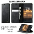 thumbnail image 3 of ShellTech Compatible with iPhone 16e Soft TPU PU Leather Case Flip Magnetic Stand Flip Protective Cover Leather Wallet Case with ID & Credit Card Slots Holder Case,Black, 3 of 12