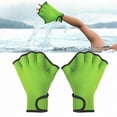 thumbnail image 1 of Guantes de natación palmeados,Guantes sin dedos,Guantes acuáticos fáciles de usar con buenas costuras,Guantes de buceo para entrenamiento de natación, Verde, 1 of 8