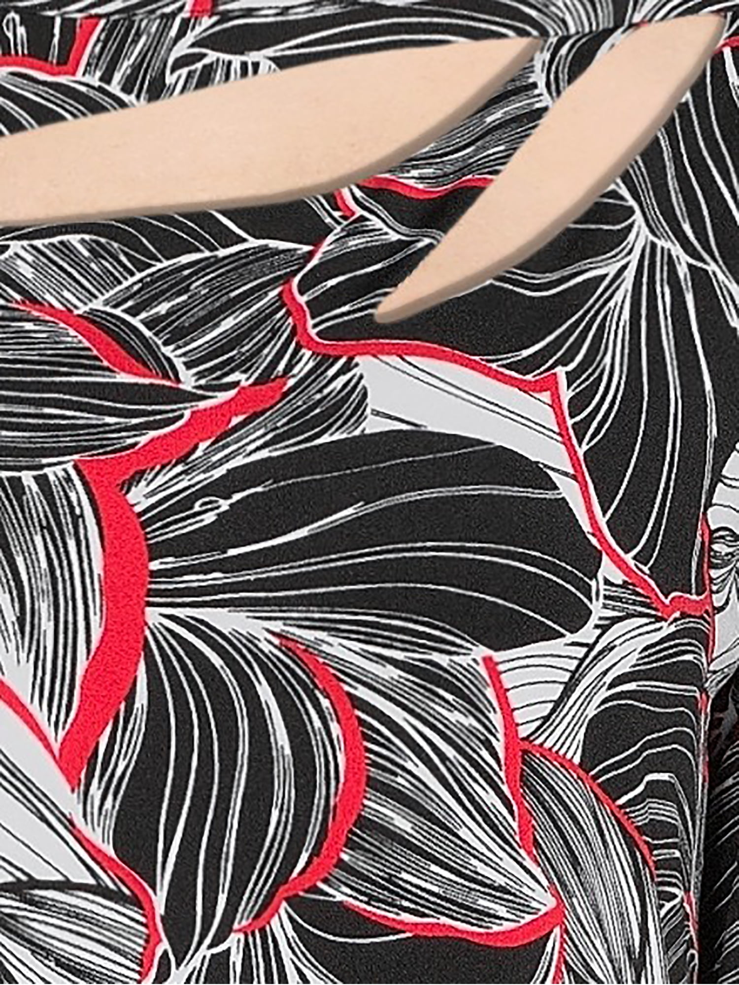 Sunny Leigh Womens Print Cut-Out Top with 3/4-Length Sleeves