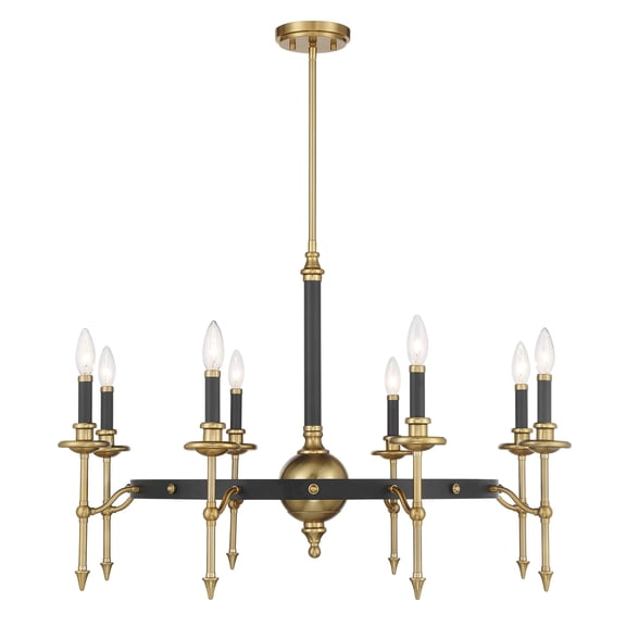 Consulate 8-Light Chandelier in Matte Black and Warm Brass