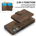 thumbnail image 5 of Decase for Samsung Galaxy S24 FE Flip PU Leather Back Cover with 2-in-1 Detachable Magnetic Wallet with 5 Card Slots Compatible Mag-Safe and RFlD Blocking Kickstand and Wireless Charging,Brown, 5 of 6