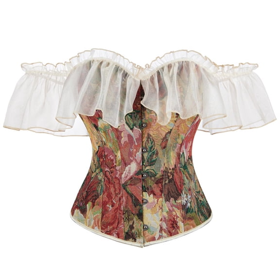 PBFRDSJ Women's Corset Top Renaissance Vintage Floral Bustier Corset Top Strapless Elegant Going Out Dress