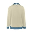 thumbnail image 6 of ClodeEU Womens Denim Panel Knit Sweatshirt ,Long Sleeve Lapel Casual Loose Pullover Tops Khaki,Womens Plus XXL, 6 of 9