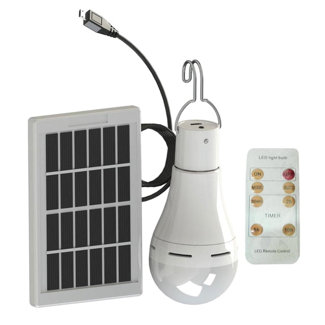Lámpara de energía solar Luces de bombilla LED portátiles Panel de energía solar Iluminación LED para tienda de campaña Pesca Luces de emerge 7W Baoblaze luz interior