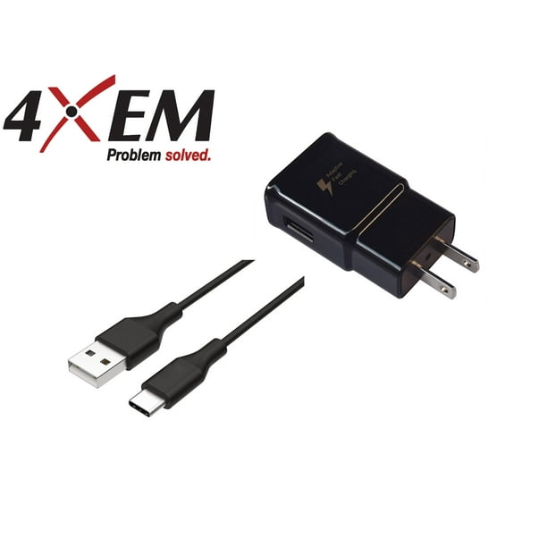 4XEM Fast Charge Samsung USBA to USBC 3FT Wall Charging Kit (Black
