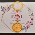 thumbnail image 3 of Llavero perla Rosa San Benito Greca Chapa De Oro recuerdo con tarjeta personalizada para bautizo, primera comunión, confirmación, boda, xv años,etc.Paquete de 5 Piezas, 3 of 5