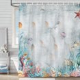 thumbnail image 5 of Tropical Ocean Shower Curtains,Ship Anchor Shower Curtains for Bathroom,Beach Theme Shower Curtain with Hooks,Summer Shower Curtain Set,Seashell Bathroom Curtain Decor 70X70in, 5 of 6