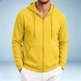 thumbnail image 6 of Qwertyu Zip Up Hoodie Men Long Sleeve Fleece Hooded Cardigan with Pocket Lightweight Loose Fit Athletic Jackets Yellow S, 6 of 6