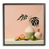 Stupell Industries Soft Citrus Still Life Botanical & Floral Painting Black Framed Art Print Wall Art, 17 x 17