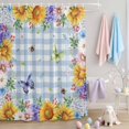 thumbnail image 2 of Shower Curtain Sunflower Daisy Butterfly Bee Shower Curtains for Bathroom Decor, Waterproof Polyester Shower Curtain Set with Hooks, Small Stall Size 36" x 72" Spring Floral Blue Plaid, 2 of 9