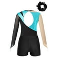 thumbnail image 6 of Alvivi Kids Girls Long Sleeve Gymnastics Leotard with Shorts Hair Scrunchie Dance Unitard Biketards Lake Blue 16, 6 of 7