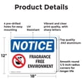 thumbnail image 2 of (2 Pack) Fragrance Free Environment OSHA Notice Sign 18 Inch X 12 Inch Indoor / Outdoor Rust-Free Aluminum Metal Signs for Workplace, Workshop, and Construction Site, Made in the USA, 2 of 8