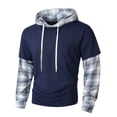 thumbnail image 3 of MHFRRA Sudadera con Capucha y Estampado de Cuadros, de Manga Larga, Informal, de Dos Piezas, para Otoño E Invierno, Ropa de Calle Cómoda para Uso Diario Azul, 3 of 3