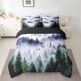 thumbnail image 2 of Manfei Woodland Pine Tree Bedding Comforter Set 7pcs for Men, Nature Landscape King Bedding Sets, Purple Rustic Farmhouse Reversible Bed Sheets, Microfiber Bedroom Decor, 2 of 7