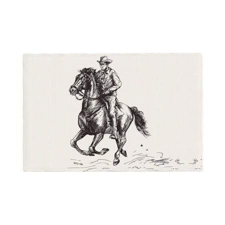 

Placemats Set of 4 Cowboy Ride A Horse Heat Resistant Non - Slip Place mats Waterproof table mat for Kitchen Dining-6片装