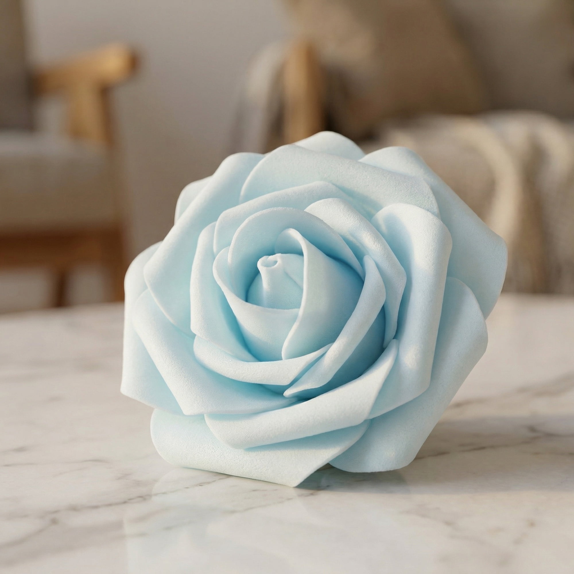 Unique Bargains Artificial Detachable Rose Silk Flower Azure 7.1"