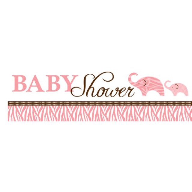 Creative Converting Baby Shower Wild Safari Pink Giant Party Banner, 60-Inch