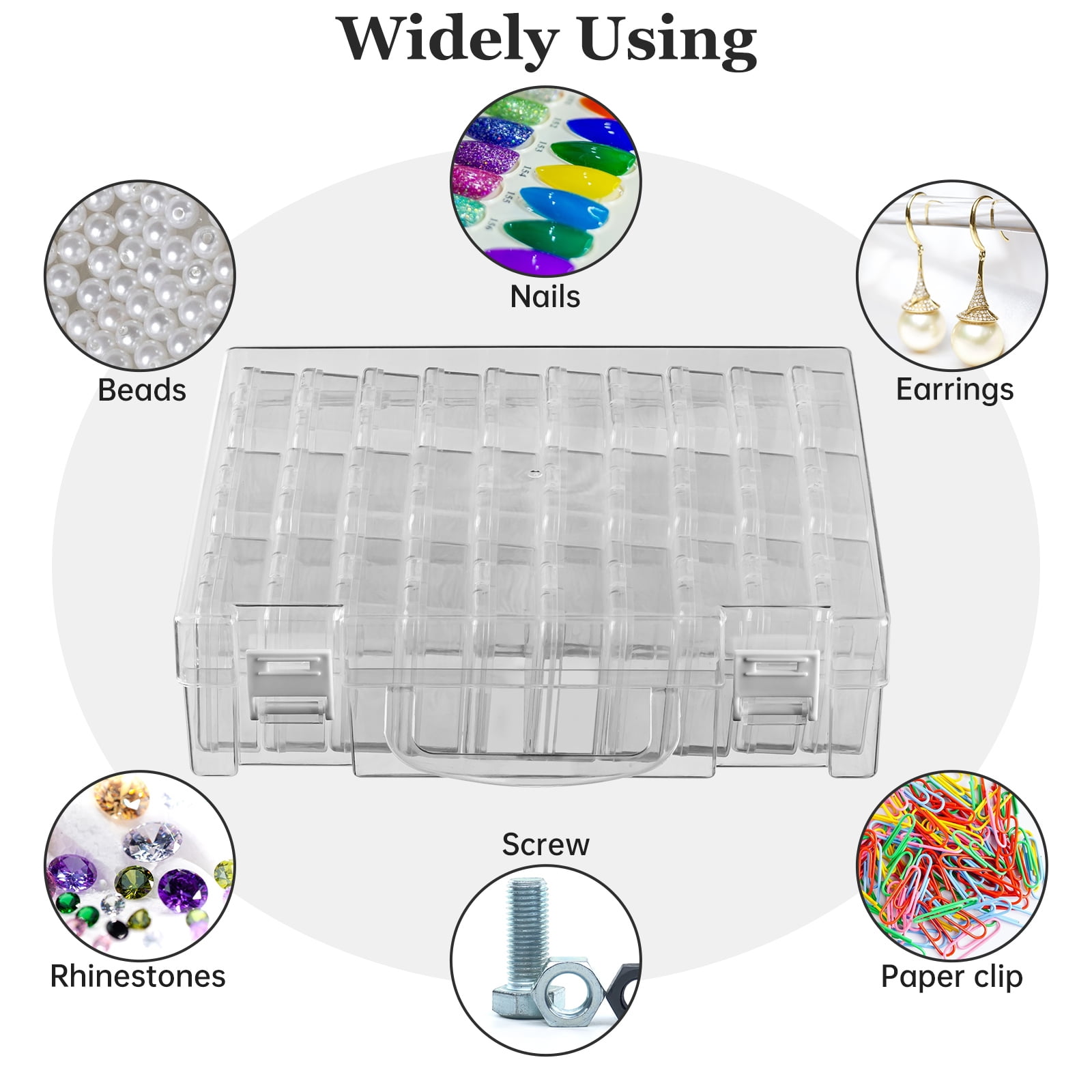 Bead Organizer Box, 30 Grids Small Clear Plastic Bead Storage Containers, Craft Organizer Case with Hinged Lid for Making Beading Jewelry Rhinestones Crafts Screws Small Parts (1 Pack)