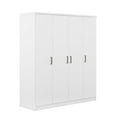 thumbnail image 5 of MODERNLUXE 4 Door Wardrobe Closet with 1 Drawer,Wooden Clothing Storage Cabinet with Hanging Rod and Shelves,Freestanding Armoire Closet for Bedroom, White, 5 of 8