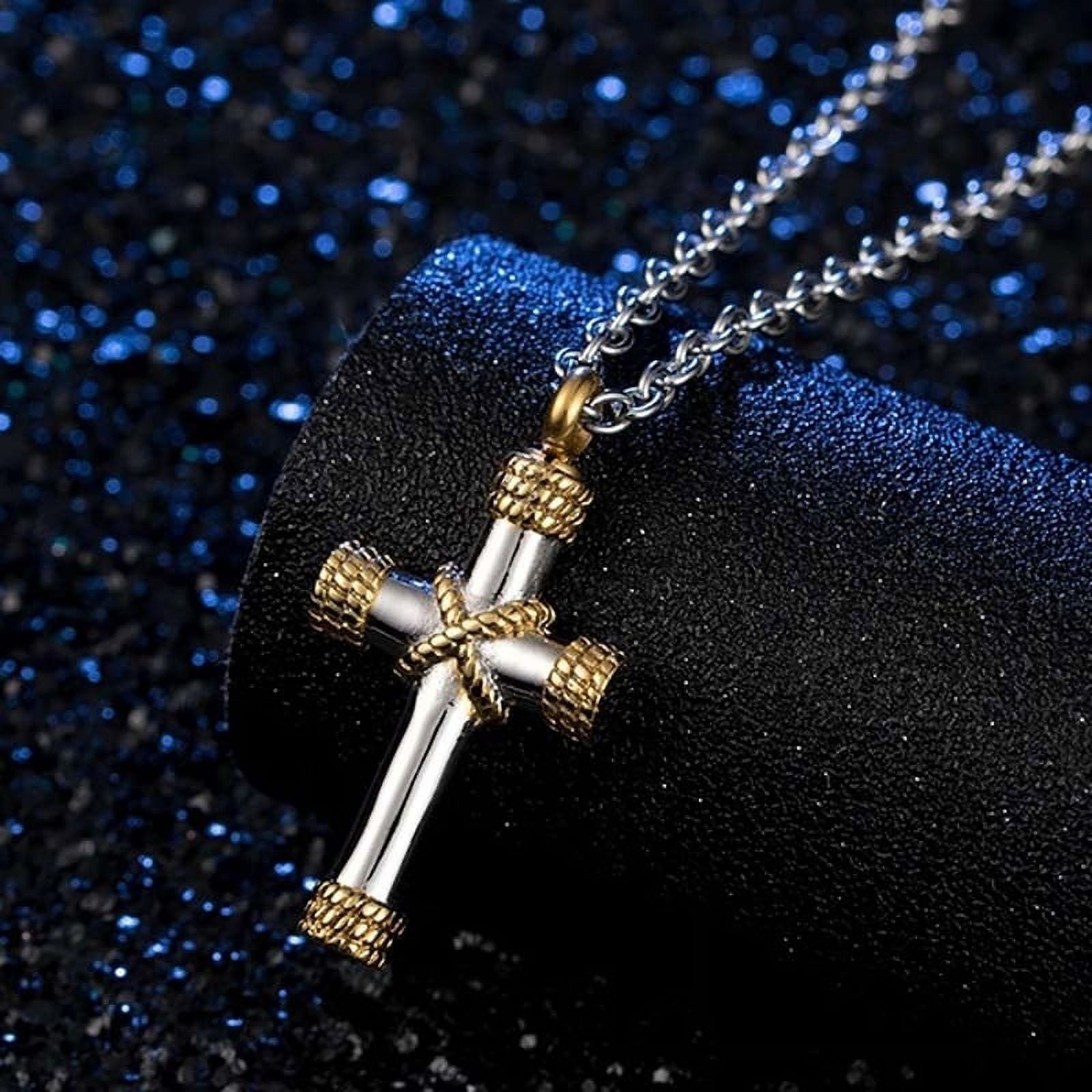 AkoaDa Titanium Steel Funeral Cremation Gold Cross Pendant Keepsake Urn  Necklace For Ashes Memorial Jewelry Mementos 