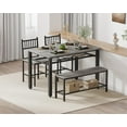 thumbnail image 2 of BeesClover Farmhouse Kitchen Table Chairs Set for 4, 47" Modern Dining Table with Bench & Chairs, Storage Shelf, Metal Frame, Space-Saving for Dining Room Kitchen Apartment, 2 of 9