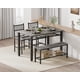 thumbnail image 2 of Yeshouse Juego de mesa y sillas de cocina rústico para 4 personas, mesa de 120 cm con banco, sillas, estante de almacenamiento y estructura de metal, ideal para comedor y apartamento, 2 of 9