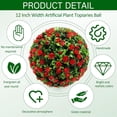 thumbnail image 2 of Artificial Topiaries Balls with Red Flower : 12 Inch Topiary Balls Artificial Outdoor Decor,Artificial Boxwood Ball Plants Outdoor for Courtyard, Hallway, Park,Wedding (Red), 2 of 11