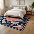 thumbnail image 3 of ODIKA 6'x9' Washable Area Rug Theme Nautical Door Turtle Coral Seashell Reef Wave Border Scatter for Queen Size Bedroom, Under Bed, Master Suite, Easy Care, Non-Shedding, 3 of 7