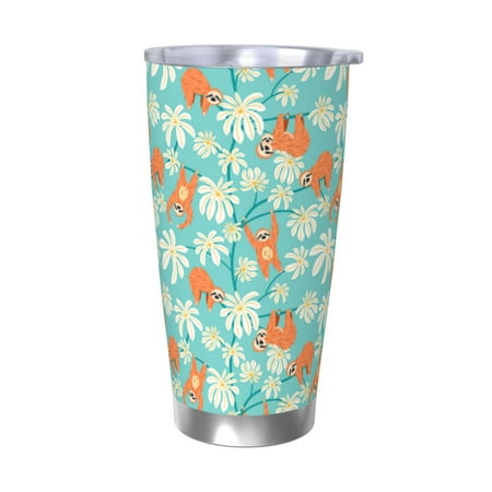 

Zeuib Cute Sloth on Floral Tree Printed 20oz Stainless Steel Insulated Car Cup Stainless Steel Thermal Cup Vacuum Insulated Leak-proof Travel Mug Cup-Without Straw