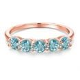 thumbnail image 3 of Gem Stone King 2.50 Ct Round Blue Zircon 18K Rose Gold Plated Silver Ring, 3 of 6
