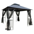thumbnail image 6 of Outdoor Patio Gazebo Canopy Tent With Double Roof, Mosquito Net & Ventilation, 10x10 Gray - Perfect for Lawn, Garden, Backyard, Deck, 6 of 8