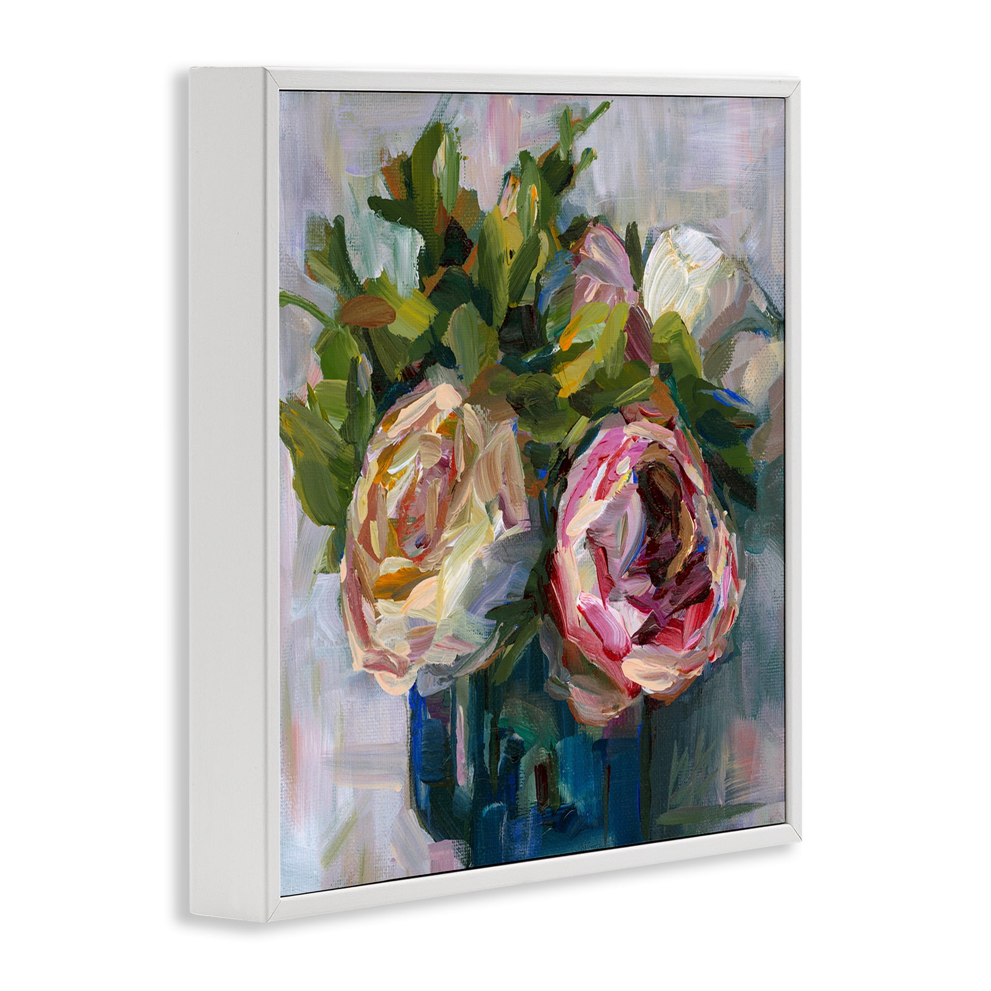Stupell Industries Full Ranunculus Blooms Botanical & Floral Painting White Framed Art Print Wall Art, 24 x 24