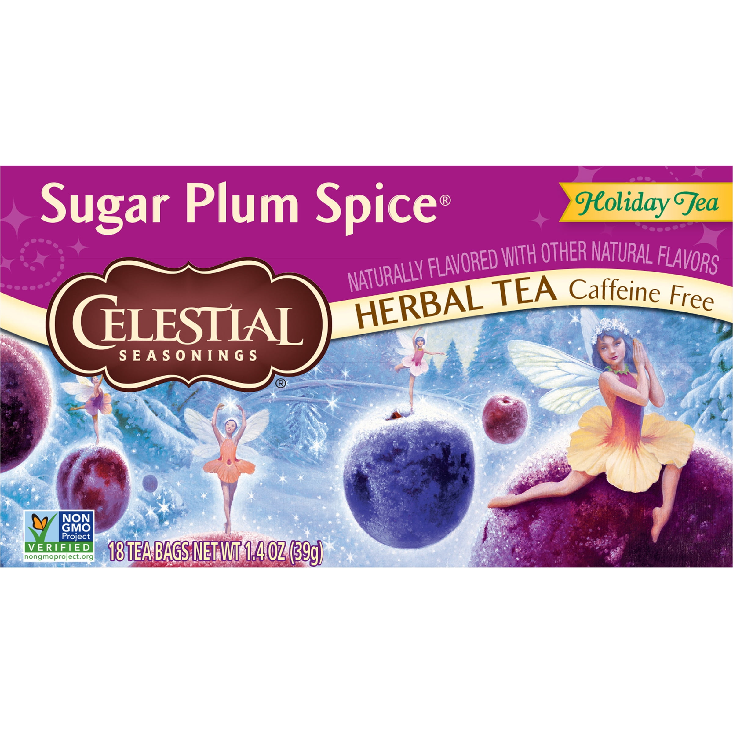 Celestial Seasonings Holiday Caffeine-Free Sugar Plum Spice Herbal Tea Bags, 18 Count