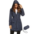 thumbnail image 3 of LOMON Womens Lightweight Packable Outdoor RainCoat Windproof Hoodies Trench Rain Jacket, 3 of 4