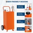thumbnail image 1 of Royalbelle Panier à Carburant de 30 Gallons avec Roues et Pompe de Transfert Manuelle, Réservoir d'Essence Portable avec Pompe à Siphon Manuel Rotative Réversible, avec 2 Roues Roulantes en Caoutchouc Plein Sans Plat, Plus, Orange, 1 of 7
