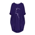 thumbnail image 4 of PENGXIANG Robe Chandail Oversize pour Femmes Imprimé Chat Manches Courtes Été Poche Mini Robe de Plage pour Femmes 2022, 4 of 5