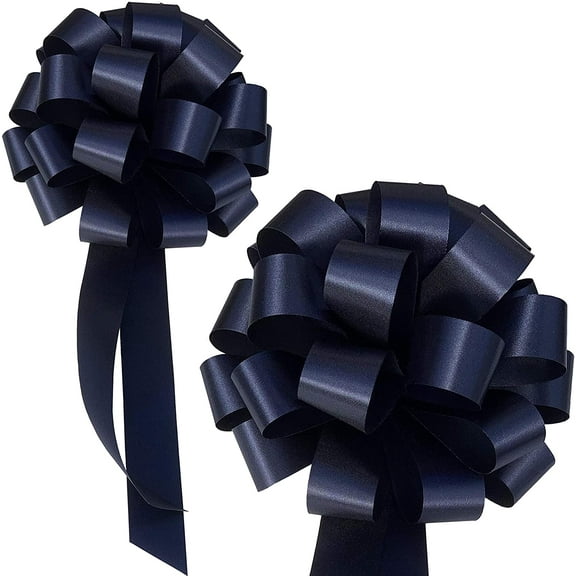 Navy Blue Pull Bows with Tails - 8" Wide, Set of 6, Easter, Memorial Day, Birthday, 4th of July, Christmas, President's Day