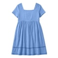 thumbnail image 5 of VBVC Women's Square Neck Cotton Midi Dress, Ladies' Empire Waist Eyelet Lace A Line Dress, Short Sleeve Beach Vacation Dress For Women,Blue,S-3XL, 5 of 8