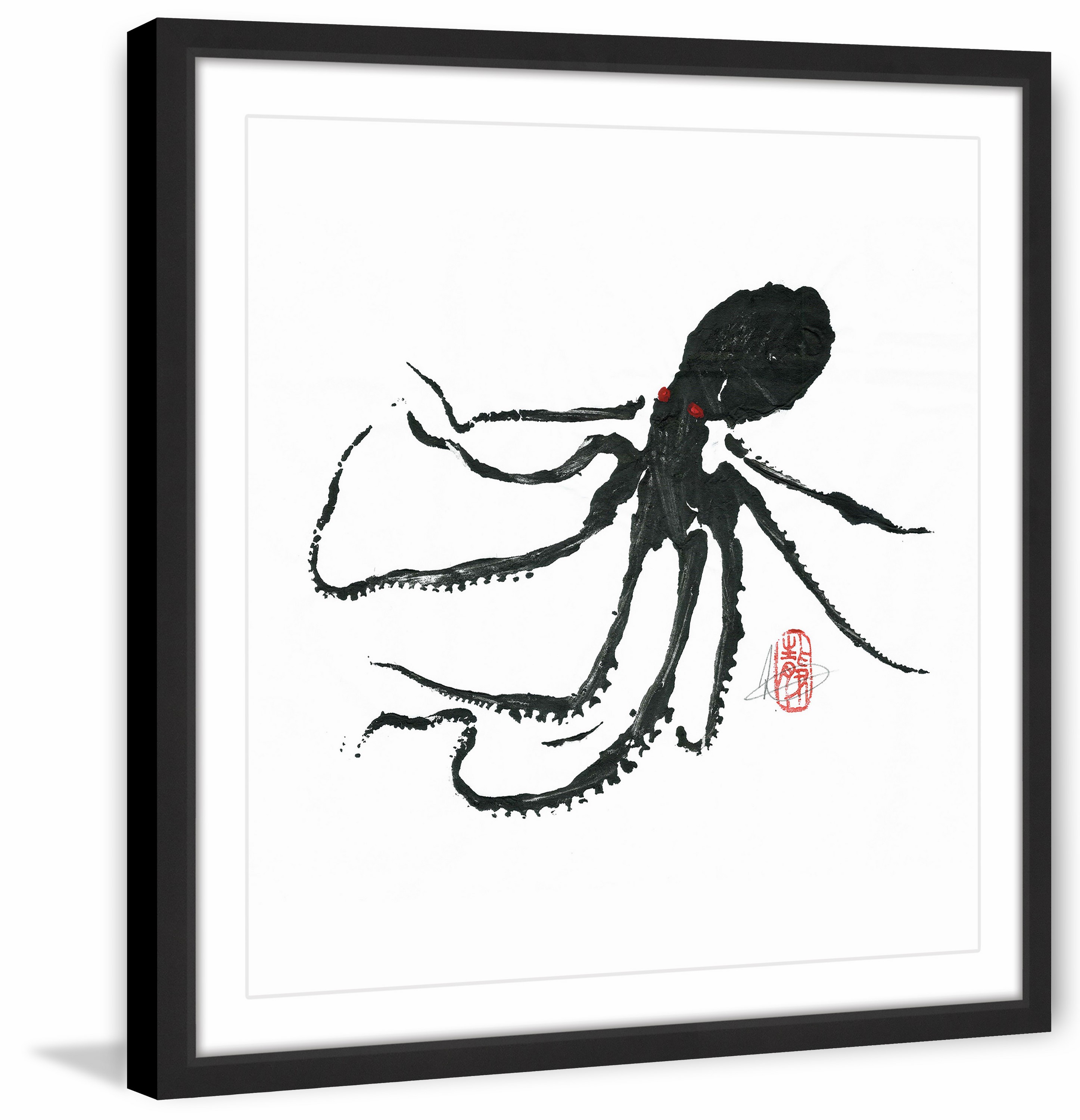 "Ursula - Black Octopus" Framed Painting Print