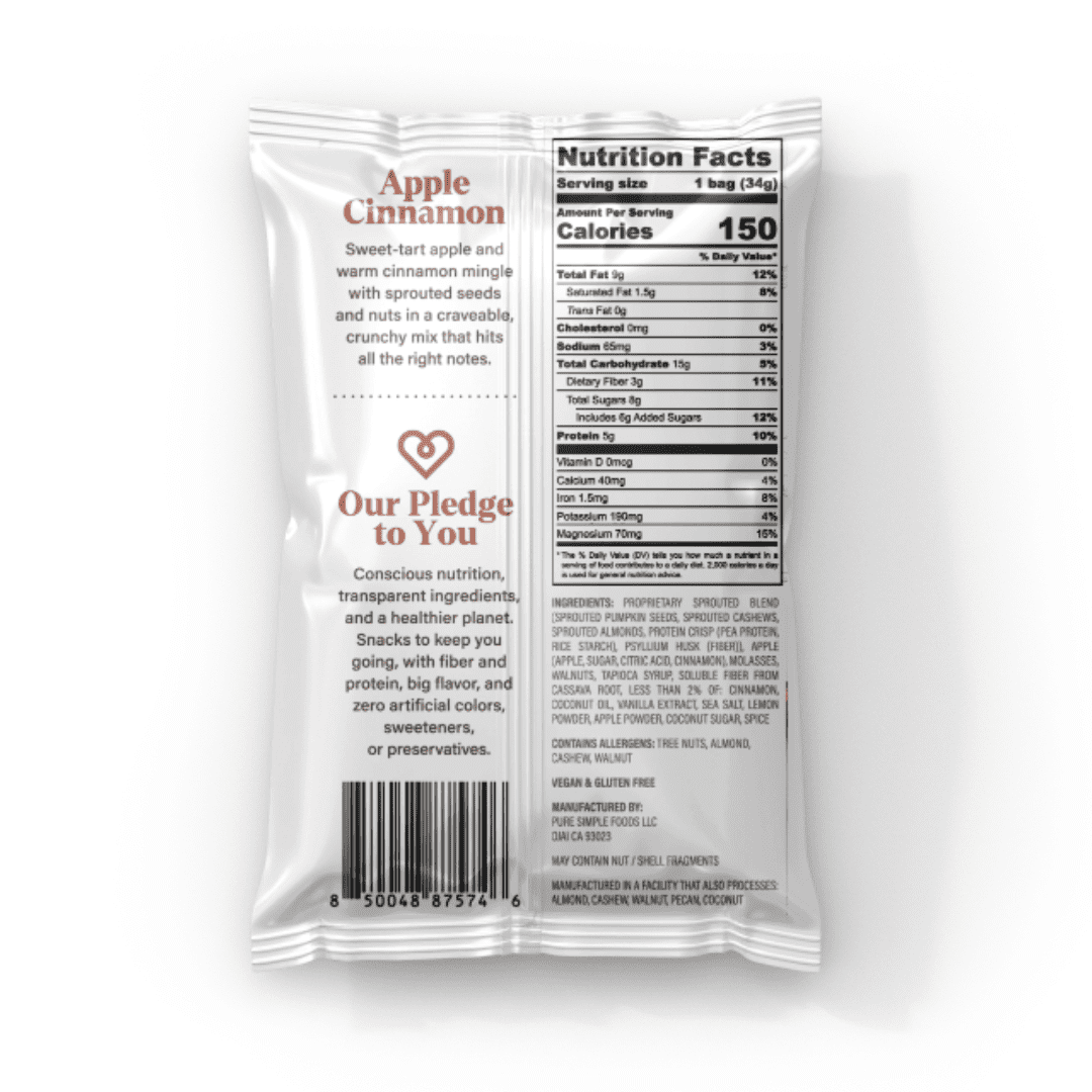 Purely Sprouted Apple Cinnamon Sprouted Nut & Seed Clusters, Non-GMO, 6 Pack, 1.2 oz