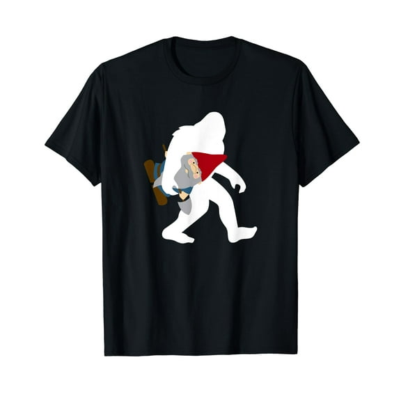 Bigfoot Carrying Gnome Funny Cute Sasquatch Gift T-Shirt
