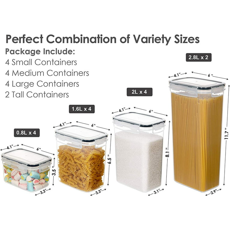 Vtopmart Cereal Storage Container Set, BPA Free Plastic Airtight Food  Containers 84.5 fl oz for Cereal, Snacks and Sugar, 4 Piece Set Dispensers  with